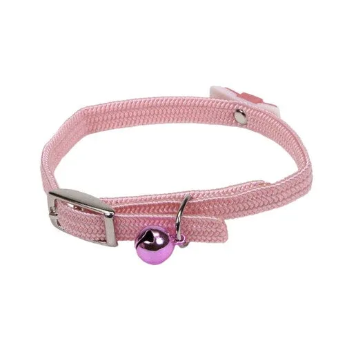 Lil Pals Elasticized Safety Kitten Collar with Jeweled Bow Pink 3/8 in x 8 in - Image 2