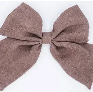 Linen Sailor Hair Bow - Espresso