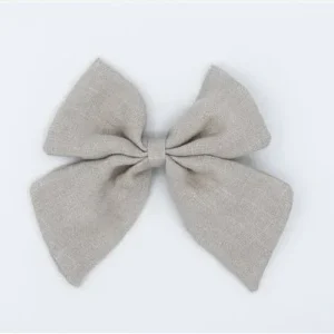 Linen Sailor Hair Bow - Nude