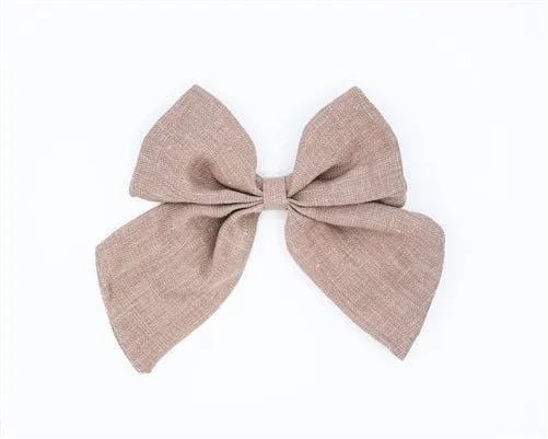 Linen Sailor Hair Bow - Sandy