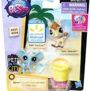 Littlest Pet Shop Pets in the City Adorable Duos Malik Greystone Zenzo Sandcastle Exclusive Mini Figure 2