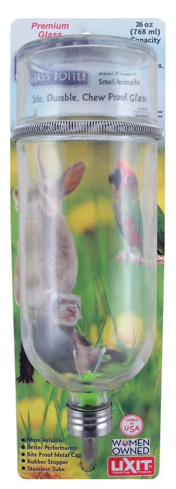 Lixit Chew Proof Glass Bottle for Small Animals Clear 26 Ounces