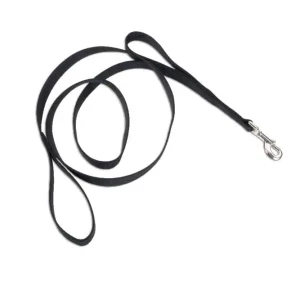 Loops 2 Double Handle Nylon Dog Leash Black, 1 in x 6 ft