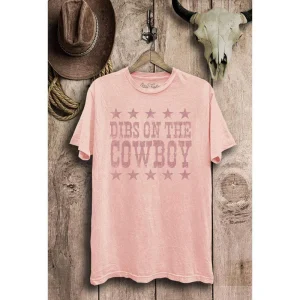 Lotus Fashion Womens Pink Dibs On The Cowboy Tee