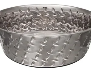 Loving Pets Diamond Plate Bowls With Non Skid Bottom Dog Dish Bowl Silver 2 Qt