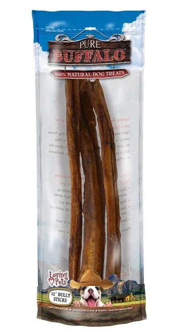 Loving Pets Pure Buffalo Bully Sticks Dog Treat 12in 3pk - Image 2