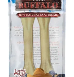 Loving Pets Pure Buffalo Dog Treats - Pressed Bully Bone 8" Bones (2 Pack)