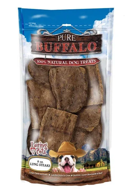 Loving Pets Pure Buffalo Lung Steaks Dog Treat 8oz (D) - Image 2
