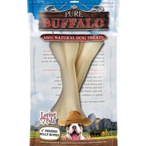 Loving Pets Pure Buffalo Pressed Bully Bones Dog Treat 2pk 6in