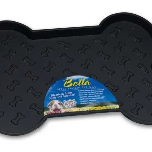 Loving Pets Spill-Proof Bone Shaped Dog Mat Black LG