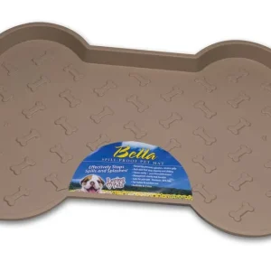 Loving Pets Spill-Proof Bone Shaped Dog Mat Tan SM