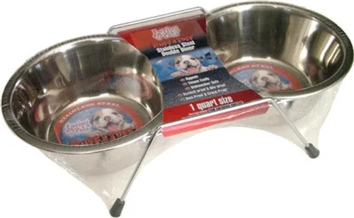 Loving Pets Stainless Steel Double Dog Diner Wrapped Silver 0.5 Pint - Image 2