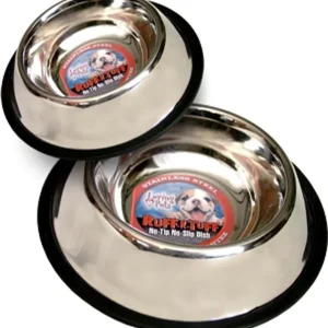 Loving Pets Traditional No-Tip Stainless Steel Dog Bowl Silver 8 Ounces
