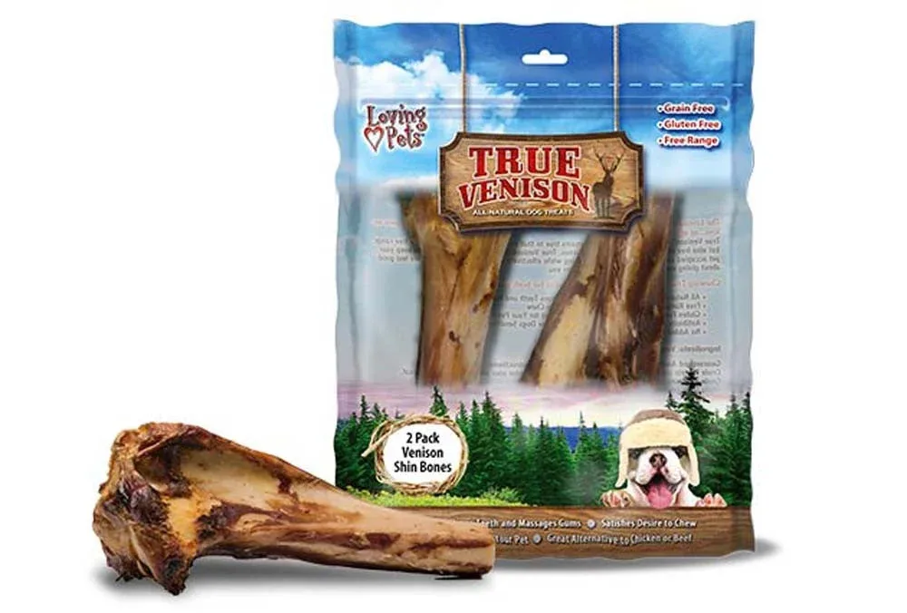 Loving Pets Venison Shin Bones - Natural Dog Chew, Small