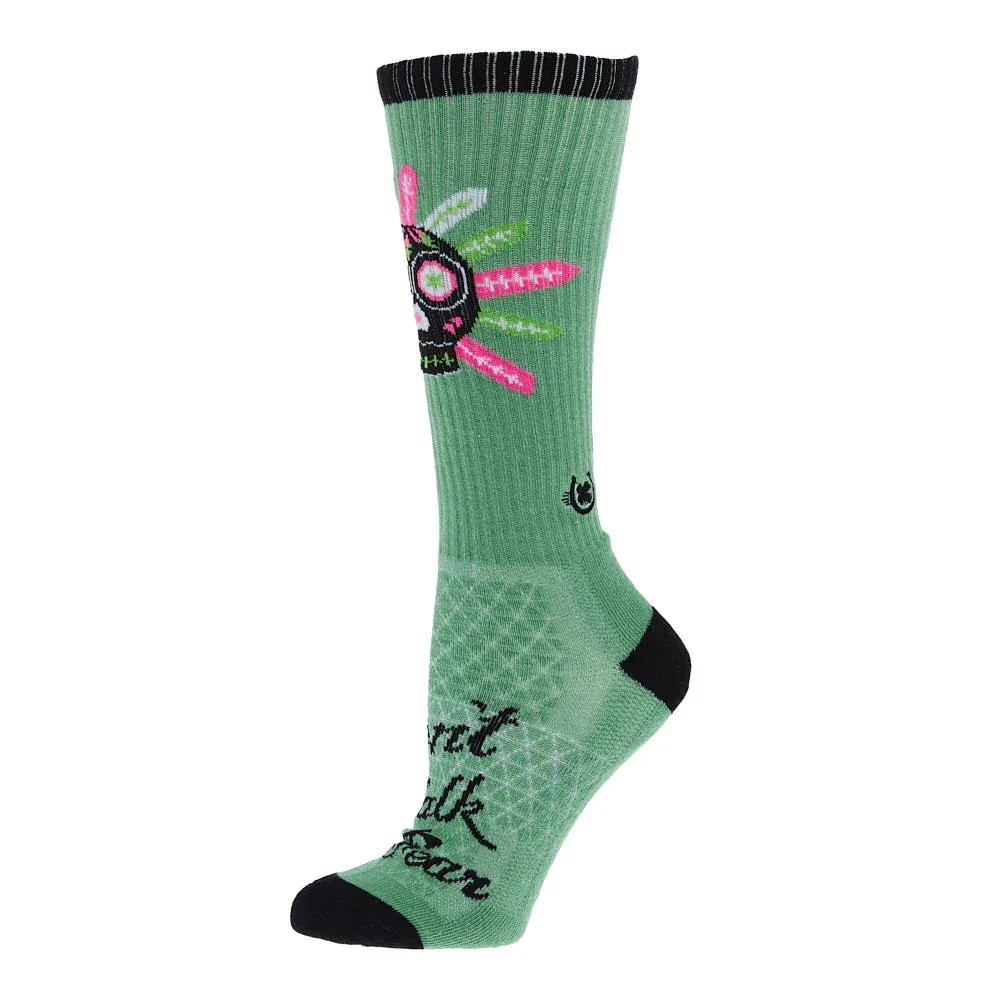 Lucky Chuck Don't Walk In Fear Sage Performance Crew Socks - Image 2