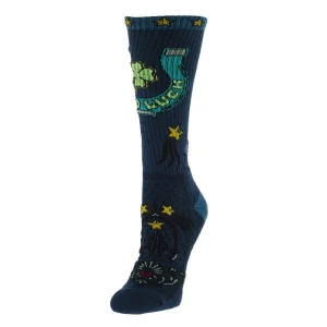 Lucky Chuck Horseshoe Blue Performance Crew Socks