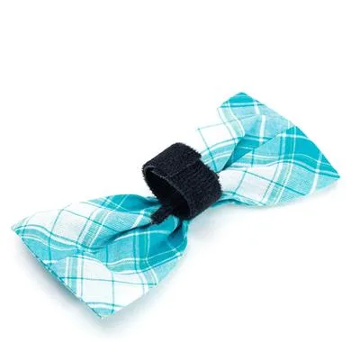 Madras Plaid Turquoise/White Bow Tie - Image 2