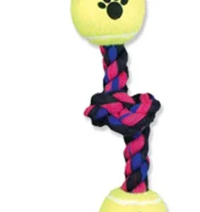 Mammoth 3 Knot Tug w/2 Mini Tennis Balls Dog toy Multi-Color 12 in Mini