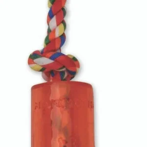 Mammoth Cloth Rope Dog Toy 3 Knot Tug with TPR Squeaker Multi-Color 10in SM