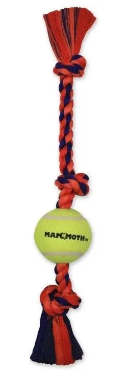 Mammoth Flossy Chews Color 3-Knot Tug with Tennis Ball 20 INCH Medium