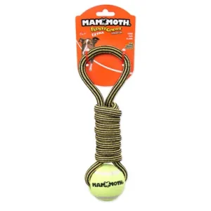 Mammoth Flossy Chews Extra Premium Twister Pull Tug w/ Tennis Ball Dog Toy