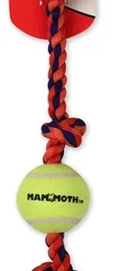 Mammoth Pet Flossy Chews Color 3 Knot Tug with Tennis Ball - Assorted Colors Mini (11"L)