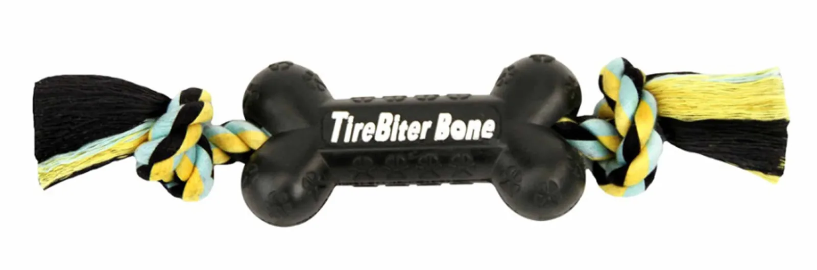 Mammoth Pet Products TireBiter Bone with Rope Dog Toy Multi-Color, 16 in, Large