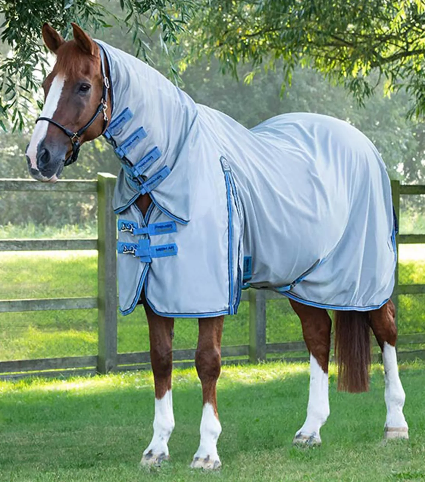 MARKED - Combo Mesh Air Fly Rug with Surcingles Blue