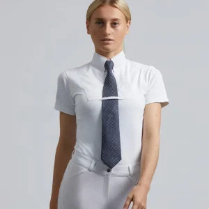 Luciana Ladies Short Sleeve Tie Shirt White