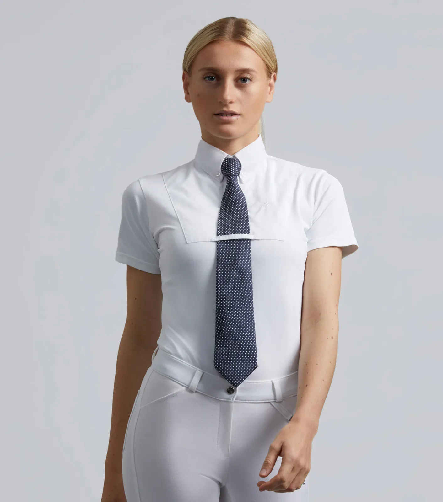 MARKED - Luciana Ladies Short Sleeve Tie Shirt White