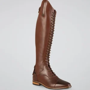 MARKED - Maurizia Womens Lace Front Leather Tall Riding Boots Brown