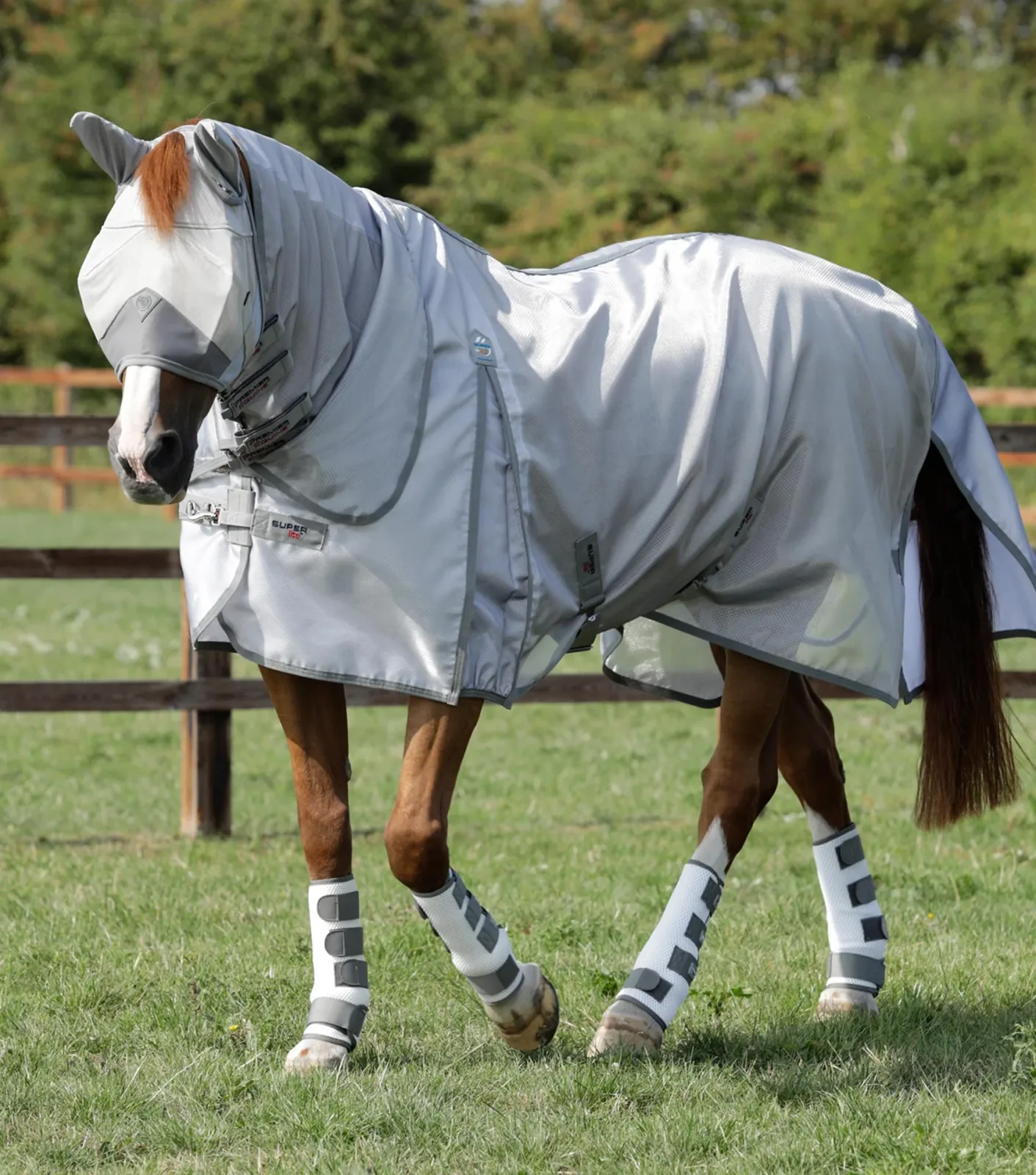 MARKED - Super Lite Fly Rug with Surcingles Silver