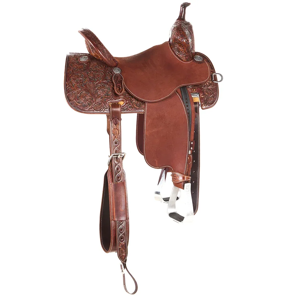 Martin Saddlery 1/2 Tool Mountain Daisy Weathered Antique Stingray Barrel Saddle - Image 2