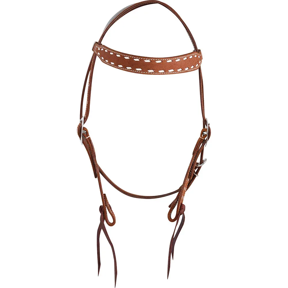 Martin Saddlery Chestnut Buckstitch Stamped Browband Headstall - Image 2