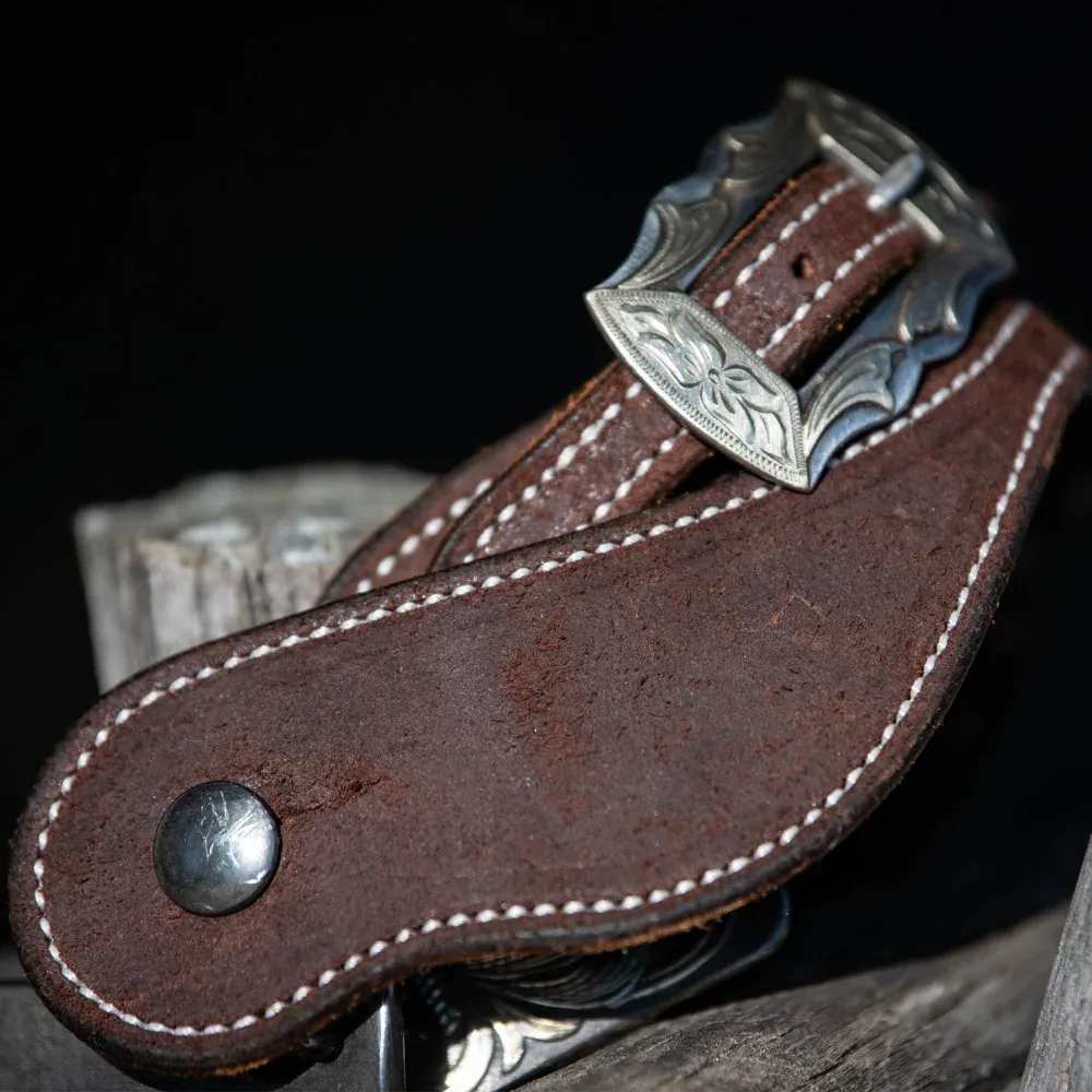 Martin Saddlery Chocolate Roughout Prescott Buckle Cowboy Spur Straps - Image 2