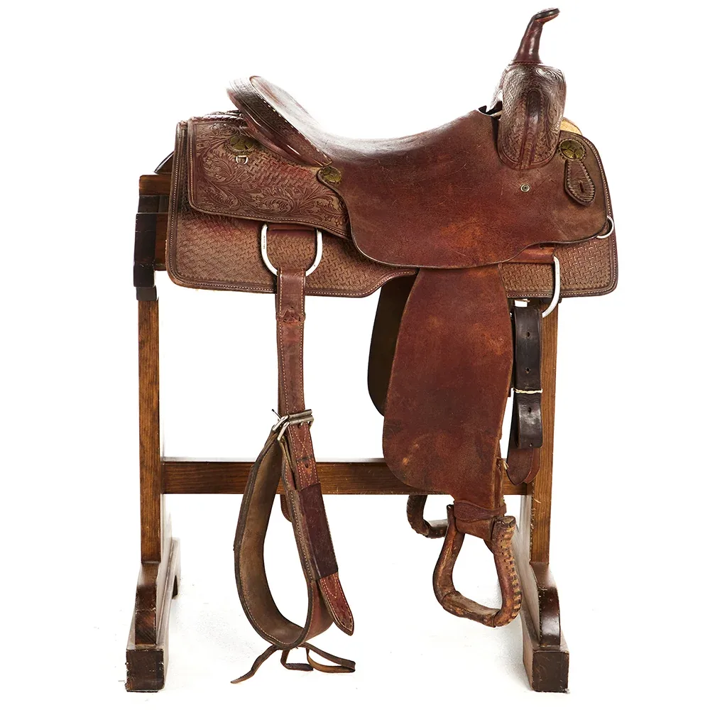 Martin Saddlery Used 16.5in 1/2 Breed Wyoming Flower and Spider Stamp Combo Cutting Saddle - Image 2