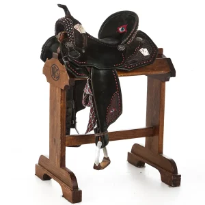 Master Saddlery Used 14in Chocolate w/ Buckstitch Barrel Saddle
