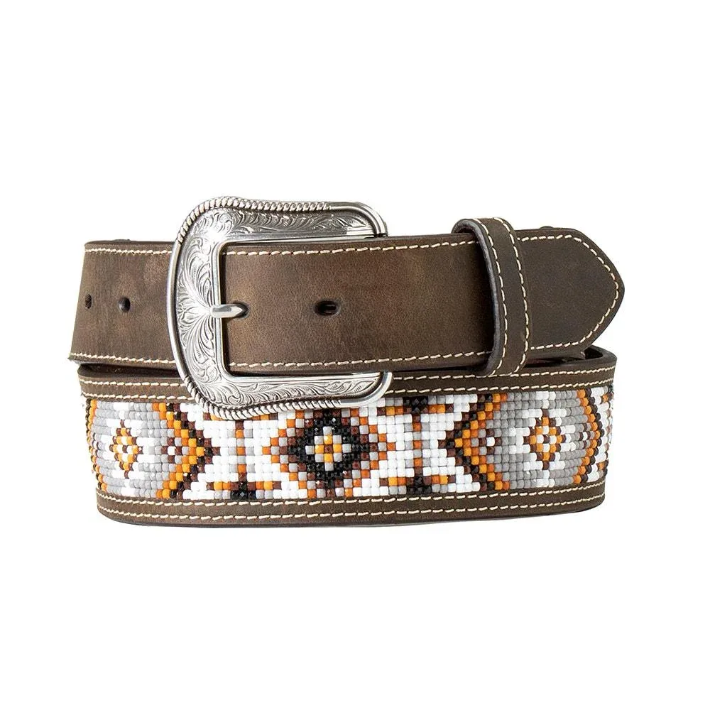 Men's 3D Beaded Inlay Laced Scrolling Belt