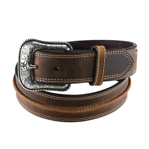 Men's Leather Raised Center-Ridge Belt