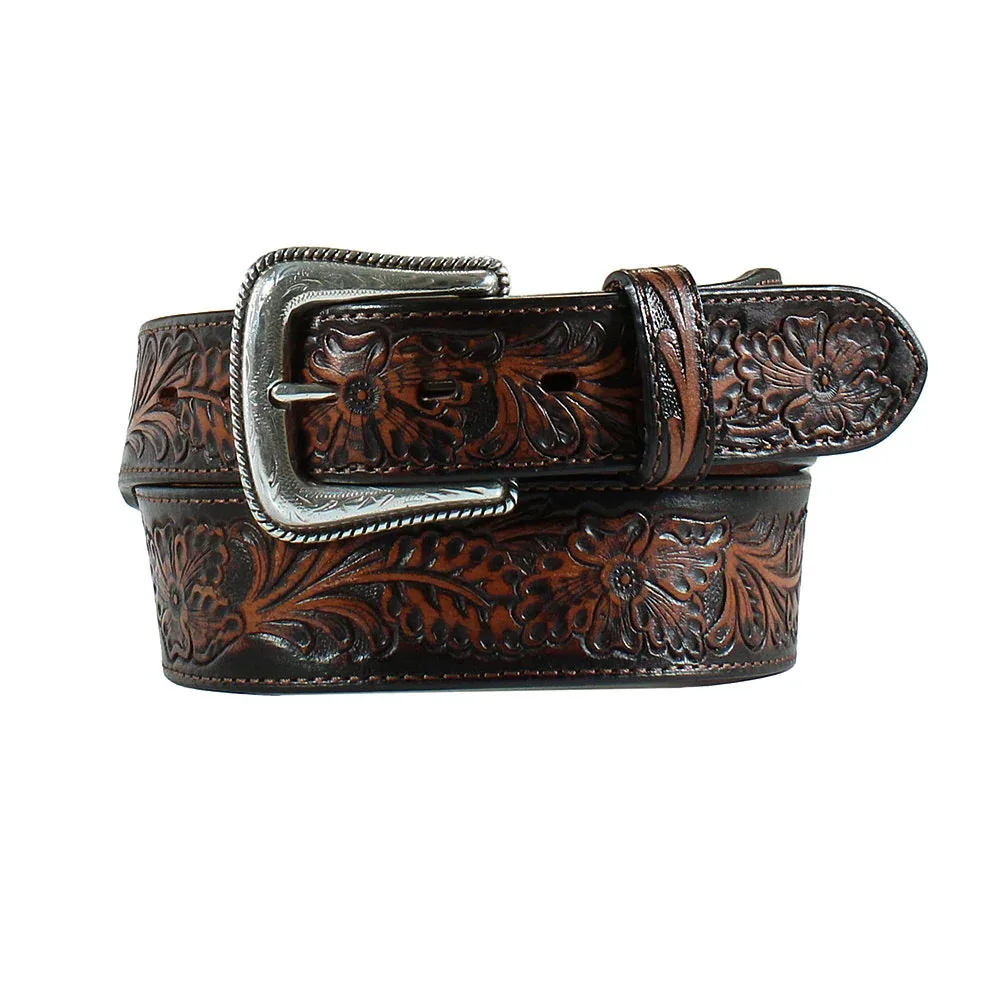 Men's Nocona Embossed Floral Leather Belt - Image 2