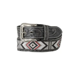 Men's Western Belt Embroidered Diamond Twisted