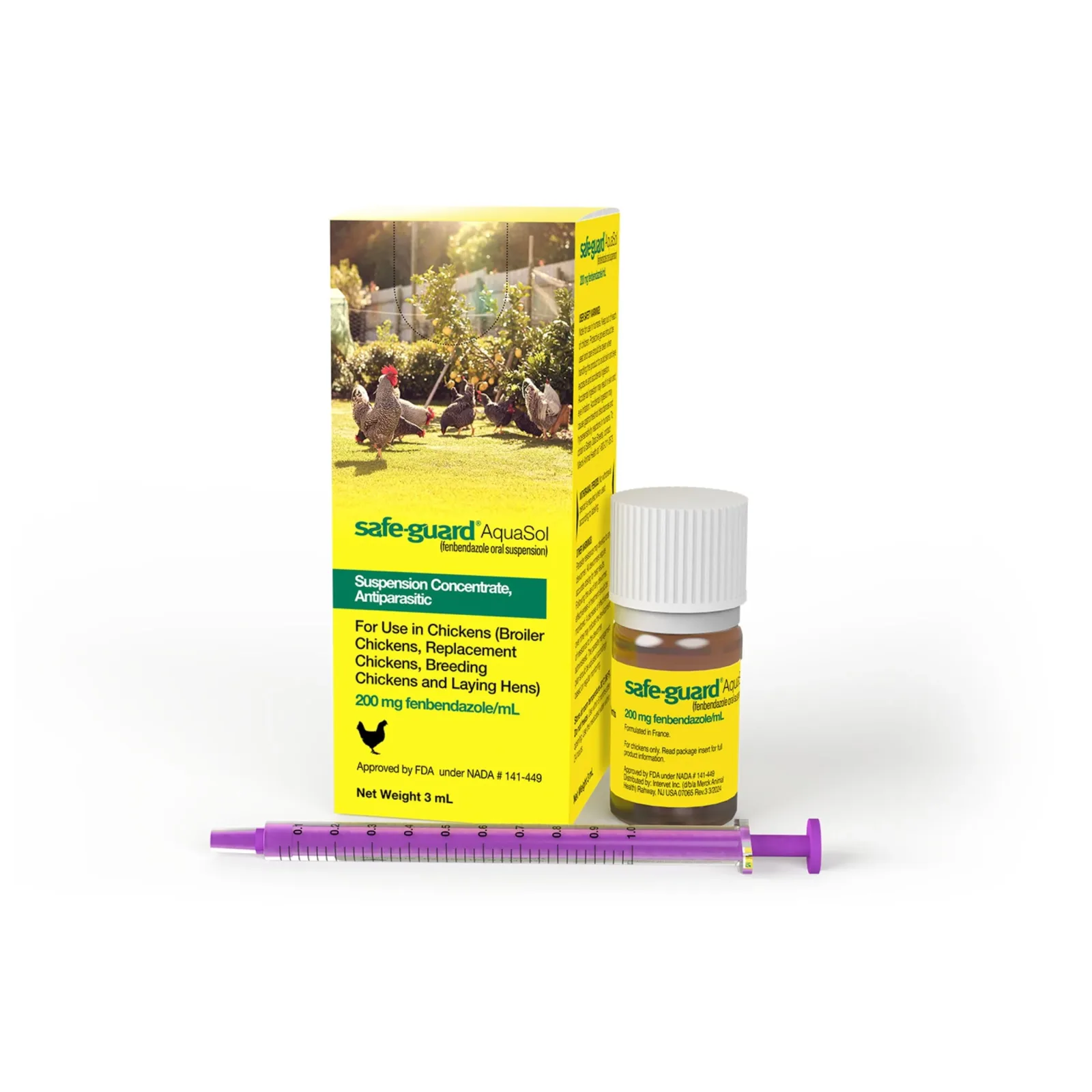 Merck Animal Health Safe-Guard Aquasol Dewormer for Chickens 3 mL