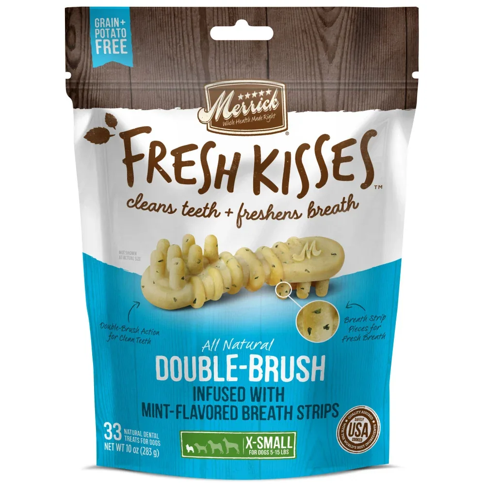 Merrick Fresh Kisses Grain Free Mint Breath Strips Extra Small Dental Dog Treats - Image 2