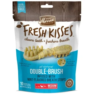 Merrick Fresh Kisses Grain Free Mint Breath Strips Medium Dental Dog Treats