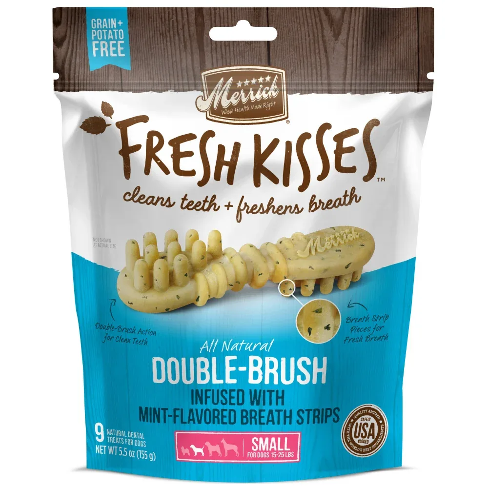 Merrick Fresh Kisses Grain Free Mint Breath Strips Small Dental Dog Treats