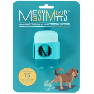 Messy Mutts Poop Bag Dispenser w/ Silicone Strap & Waste Disposal Bags