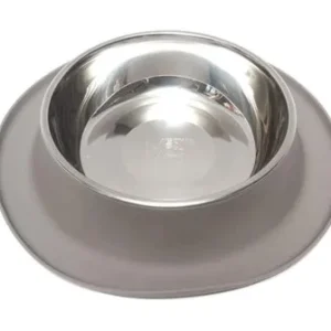 Messy Mutts Stainless Steel Dog Feeder with Non-Slip Silicone Base, Medium Grey Medium 9.5 X 2.6 X 9.9 inches
