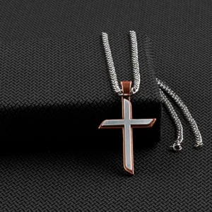 M+F Western Twister 24in. Two Tone Cross Necklace
