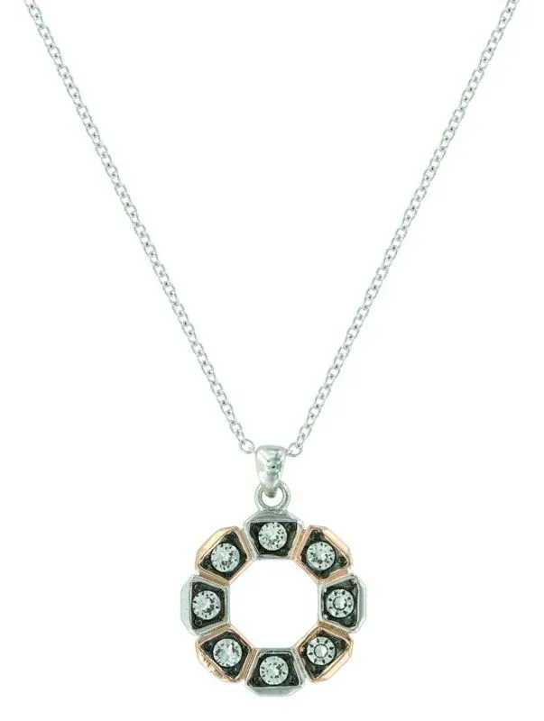 Montana Silver Horseshoe Nail Wreath NecklaceBk/Wh