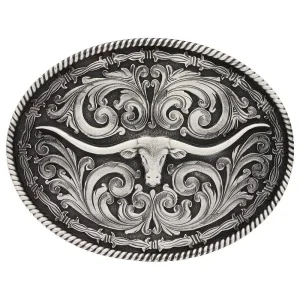 Montana Silversmiths Antique Scroll Longhorn Attitude Buckle